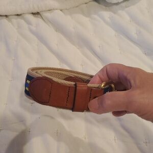 Vintage Leather Man Ltd Essex CT Nautical Flags Belt Men's Size 44